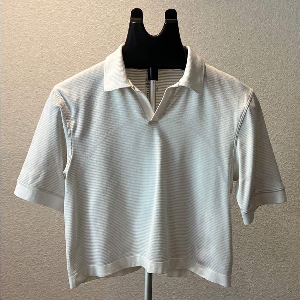 lululemon athletica White Short-Sleeve Ribbed Polo Crop Size 6
